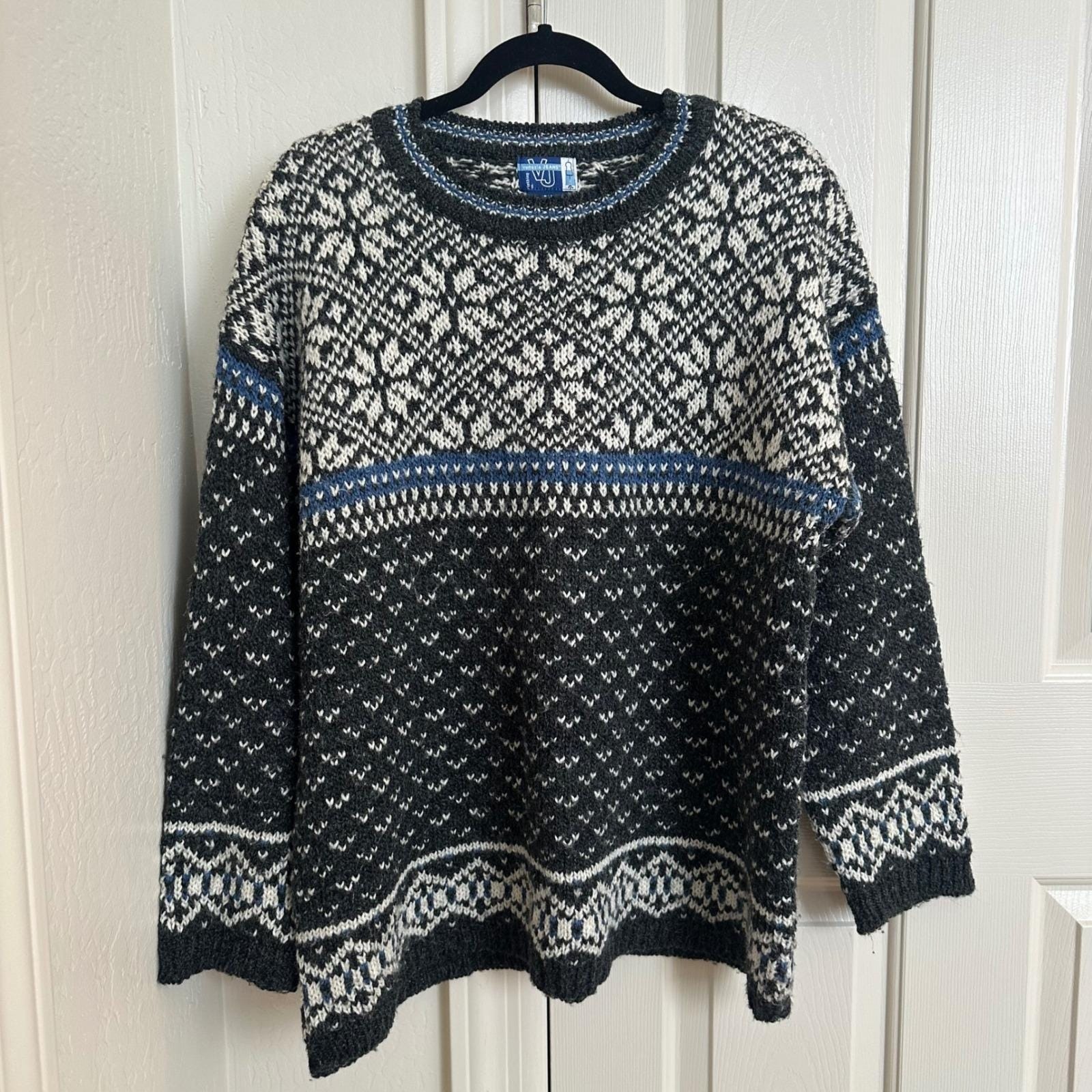 Vintage Venezia Jeans Nordic Snowflake Knit Sweater Plus Size 18/20 Wool Blend